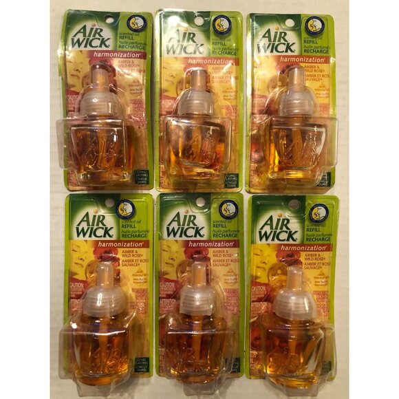 6 new airwick scented oil refills harmonization amber & wild rose - Picture 2 of 4